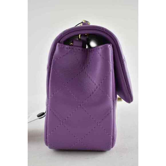 Chanel 22P Purple Gold Chain Mini Flap Rectangle CC Logo Quilted Crossbody Bag - Picture 6 of 12